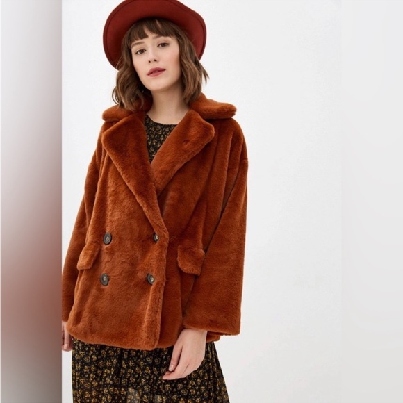 Free People: Brown Kate Faux Fur Coat - Picture 3 of 14